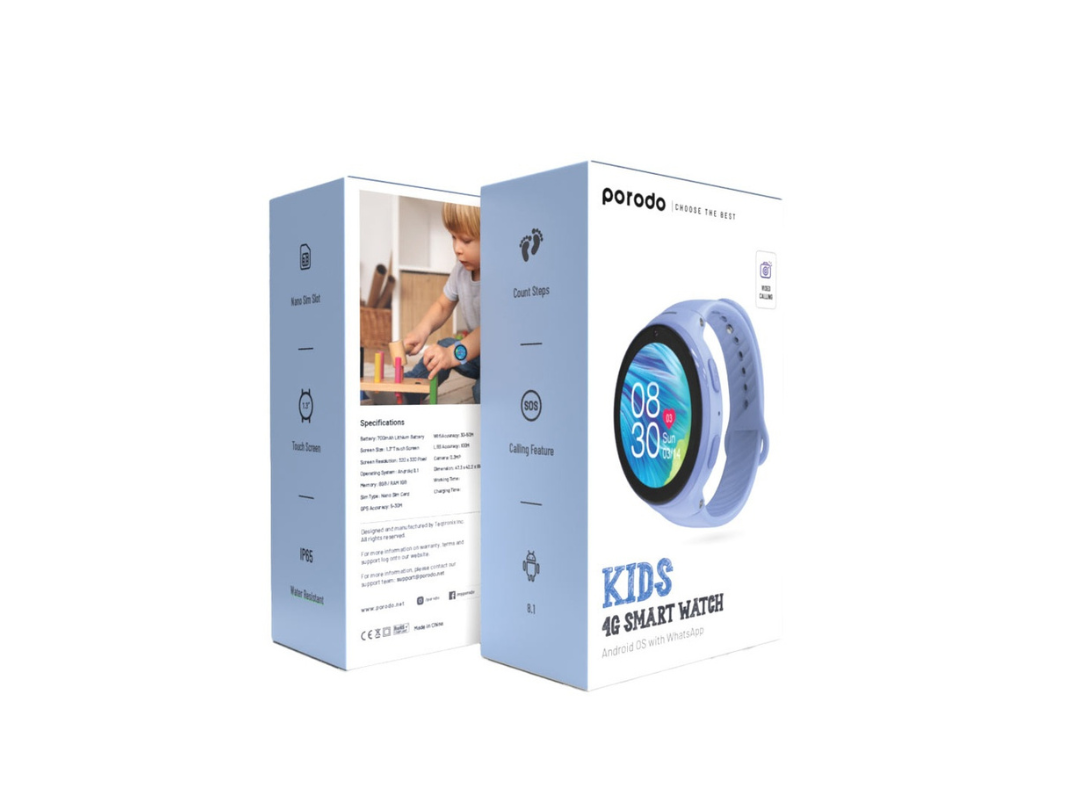 Porodo 4G Kids GPS Smart Watch with JuniCare App - Blue - Qatar Porodo 4G Kids GPS Smart Watch with JuniCare App - Blue - Qatar